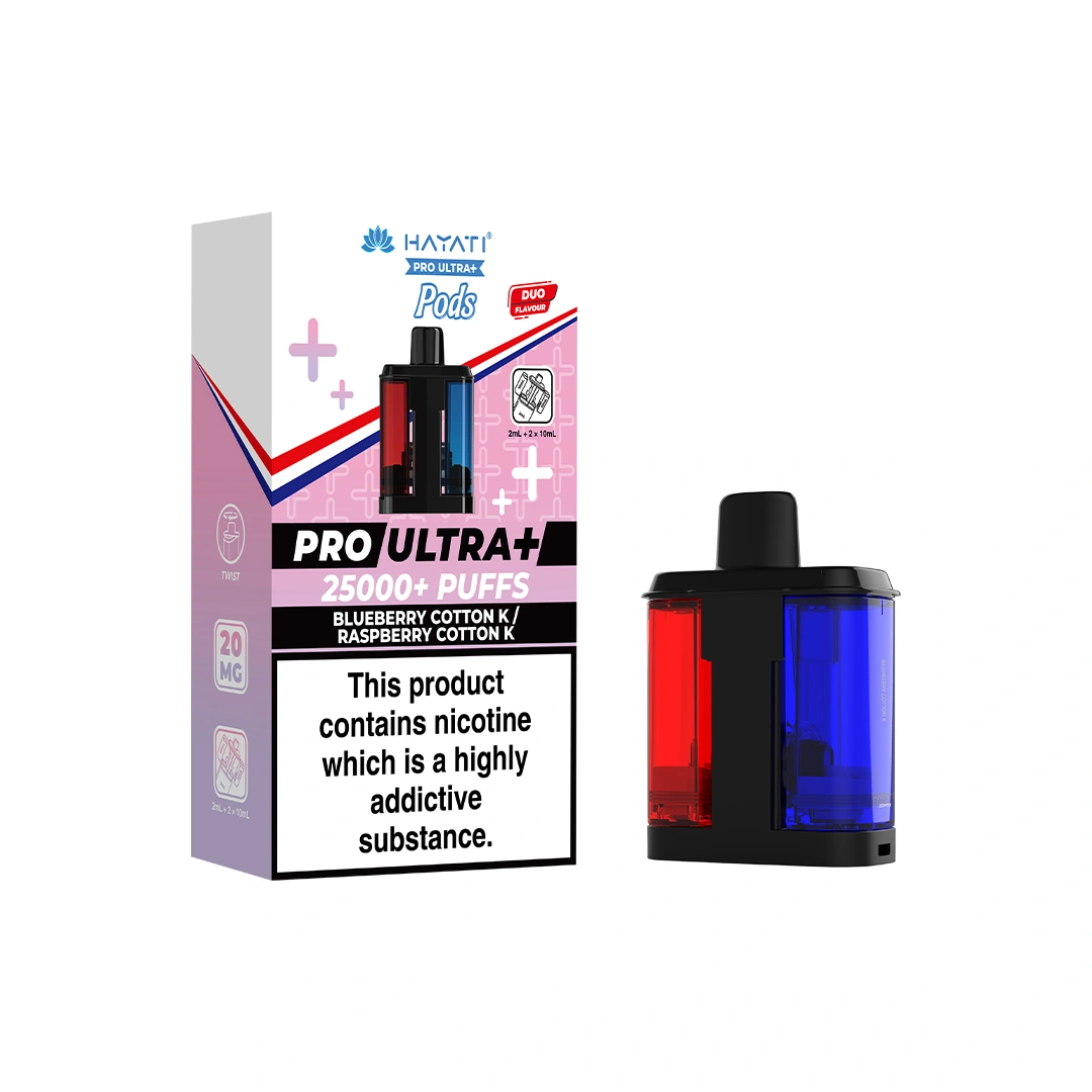 Hayati Pro Ultra Plus 25K Blueberry Cotton K & Raspberry Cotton K Refill Pods