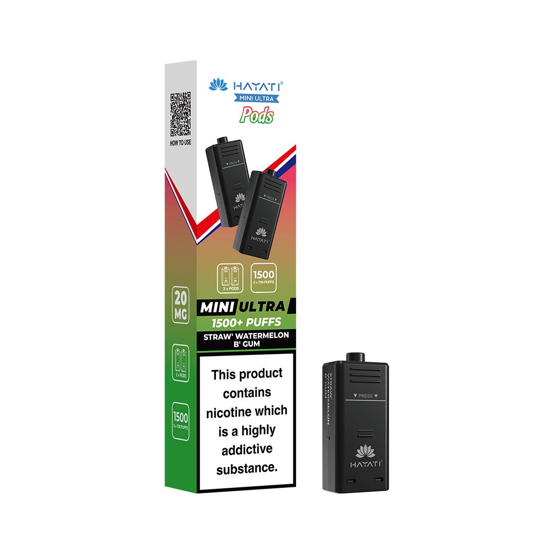 Hayati Mini Ultra 1500 Straw’ Watermelon B’Gum Refill Pods