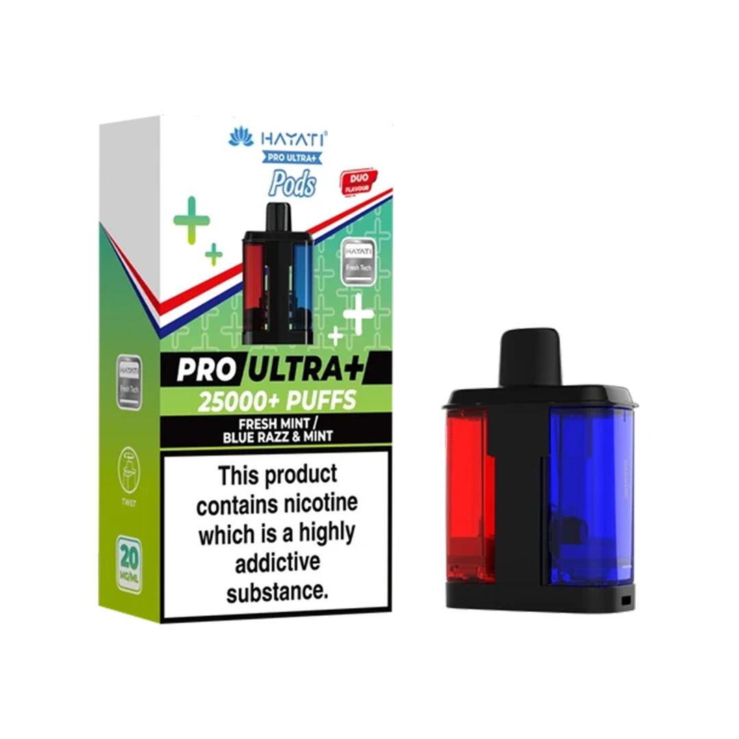 Hayati Pro Ultra Plus 25K Fresh Mint & Blue Razz Mint Refill Pods