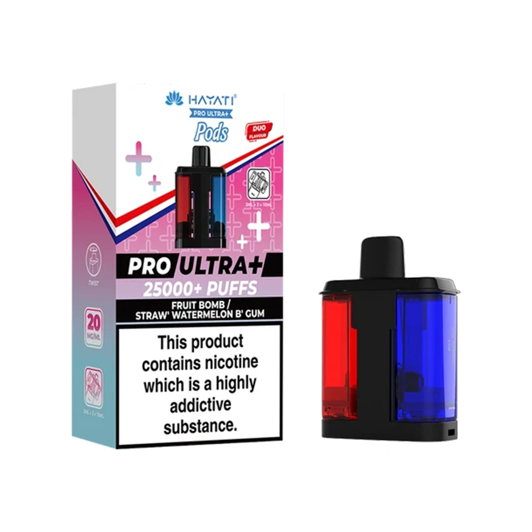Hayati Pro Ultra Plus Fruit Bomb & Straw' Watermelon B'Gum 25000 Refill Pods